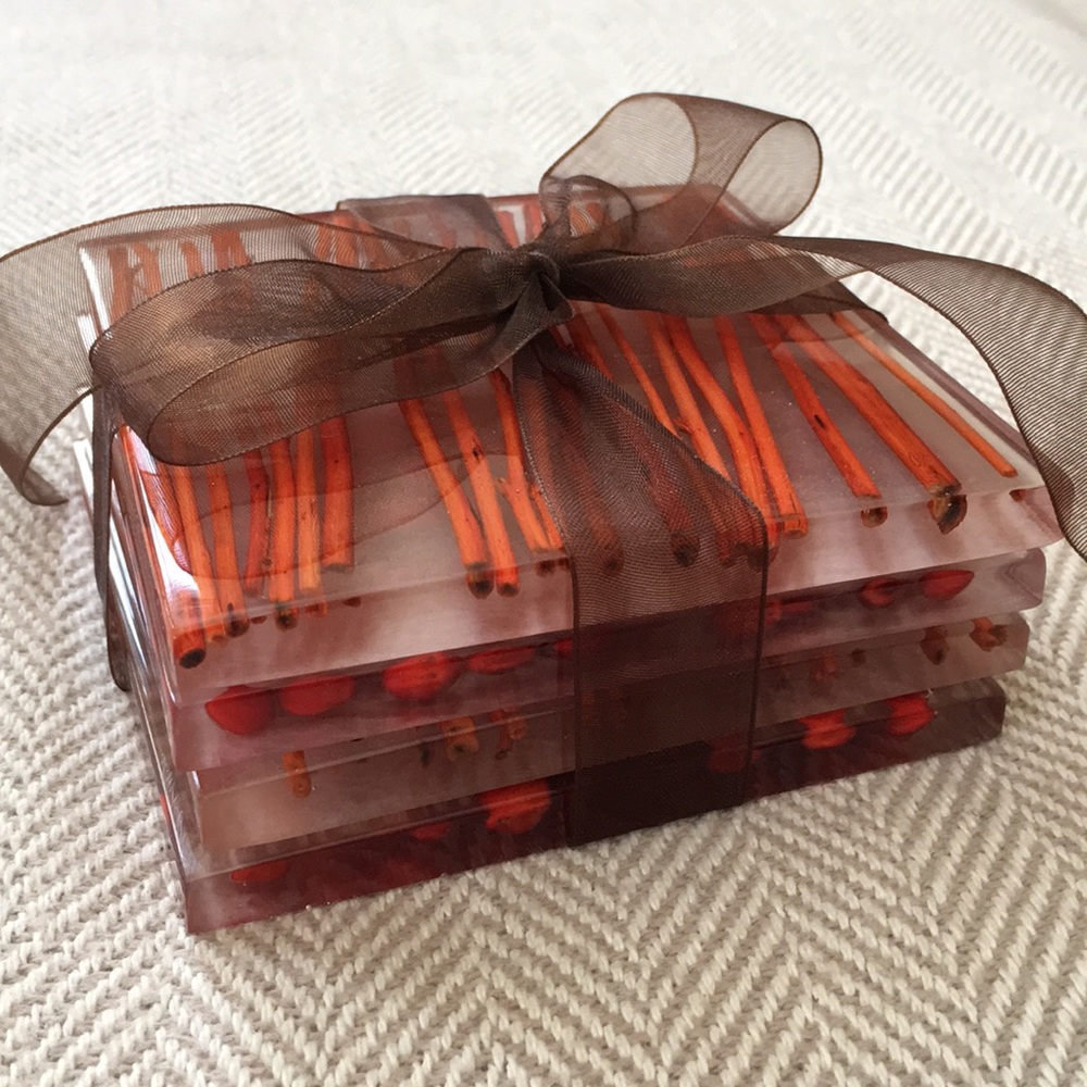 Coasters Set of four molded plexiglass Mid century decor
